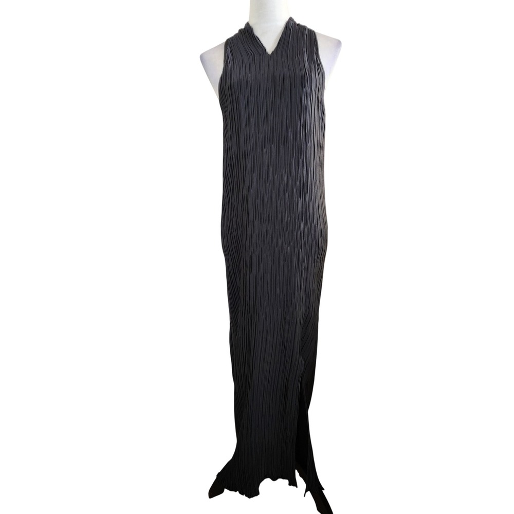 ASOS DESIGN Curve Black Pleated Halter Neck Maxi Dress Womens Sz US 16 Backless